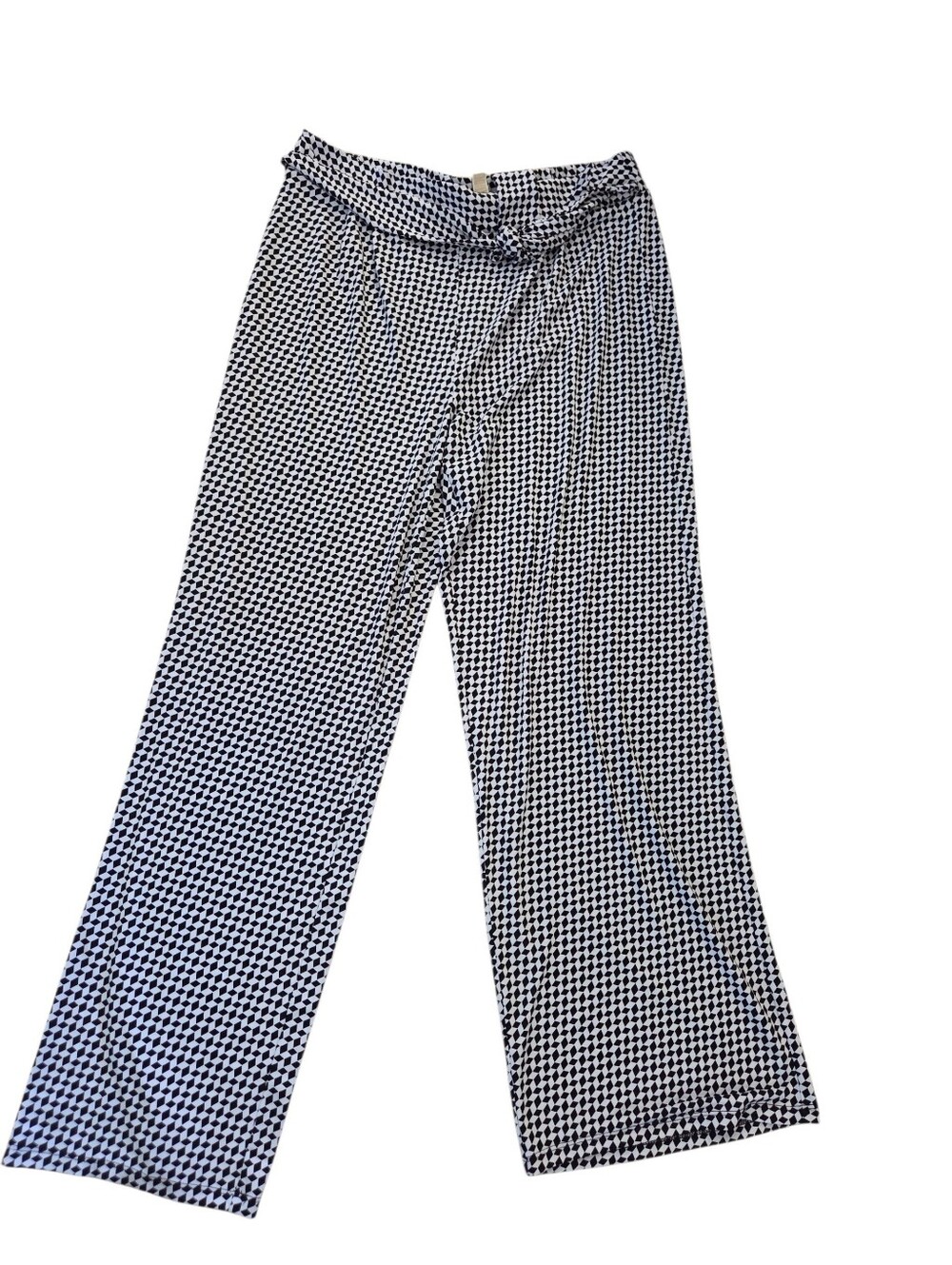 Michael Kors black/white geometric pull-on wide leg high-waist pants, L. EUC